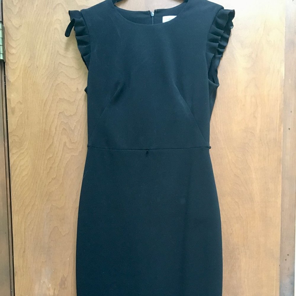 Calvin Klein Black Side Ruffle Sleeveless Dress